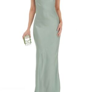 Lucy in the Sky Green Maxi Dress Halter Sheath